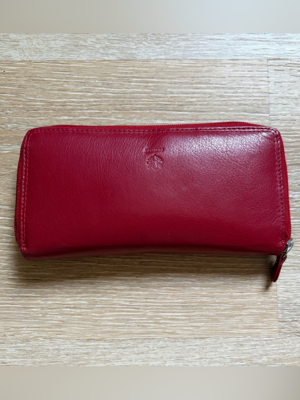 Red Zip-Around Leather Wallet - bought and made in Italy
